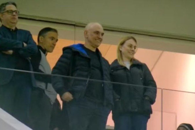 Alexandre de Moraes durante Corinthians x Palmeiras - (crédito: Foto: Reprodução de vídeo/Globonews) Alexandre de Moraes durante Corinthians x Palmeiras - (crédito: Foto: Reprodução de vídeo/Globonews)