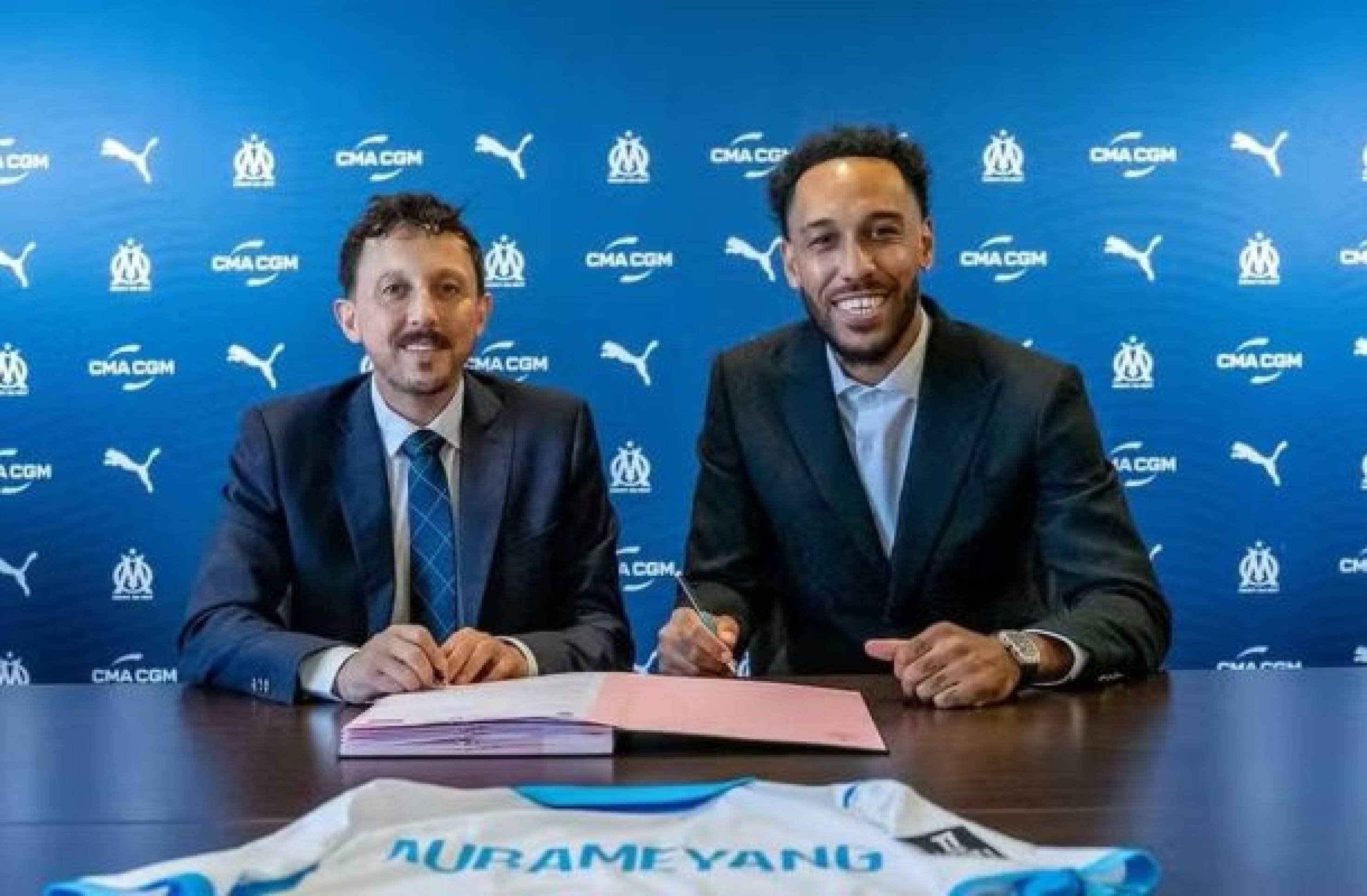 Olympique anuncia volta de Aubameyang e brinca sobre raio cair no mesmo lugar