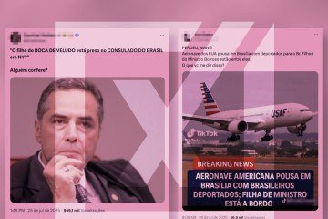 Posts mentirosos alegam que os dois filhos do ministro Luís Roberto Barroso, presidente do Supremo Tribunal Federal (STF), teriam sido deportados ou que eles teriam se refugiado no Consulado do Brasil em Nova York - (crédito: Reprodução/Comprova ) Posts mentirosos alegam que os dois filhos do ministro Luís Roberto Barroso, presidente do Supremo Tribunal Federal (STF), teriam sido deportados ou que eles teriam se refugiado no Consulado do Brasil em Nova York - (crédito: Reprodução/Comprova )