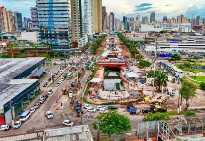 As obras da Nova Doca, em Belém, entram em uma nova fase com o início do asfaltamento de trechos ao redor da Quadra 1, visando a modernização e preparação da cidade para a Conferência das Partes (COP 30)24 de setembro de 2024
     -  (crédito:   Arthur Sobral/SECOM)