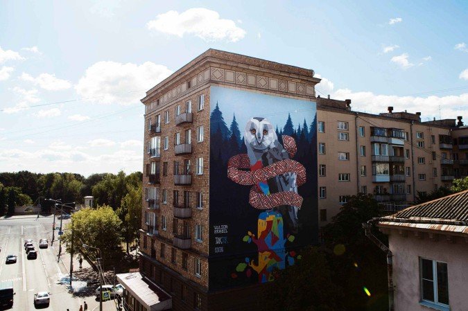 Mural realizado em Minsk - (crédito: Divulgação) Mural realizado em Minsk - (crédito: Divulgação)
