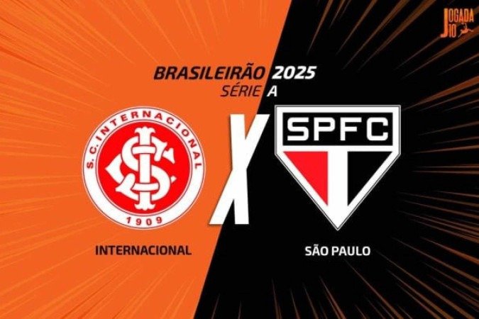 Internacional e SÃ£o Paulo fazem clÃ¡ssico nacional pelo Campeonato Brasileiro -  (crédito: Foto: Arte/Jogada10)