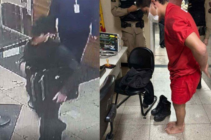 Detento de 24 anos, suspeito de matar policial penal saiu do hospital vestindo farda do agente, foi capturado momentos depois da fuga -  (crédito: Imagens cedidas)