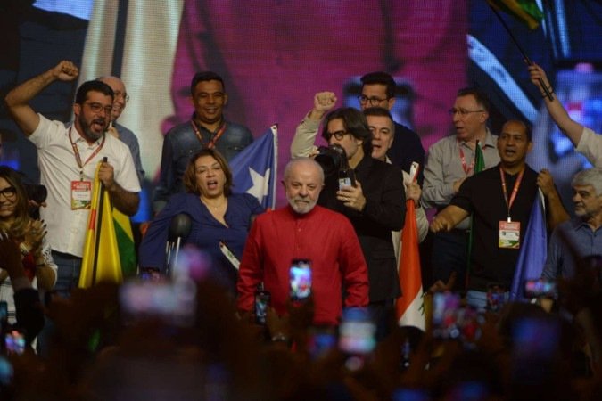 Presidente Lula durante participação ontem (3/8) do 17º Encontro Nacional do PT, em Brasília -  (crédito: Ed Alves /CB/DA.Press)