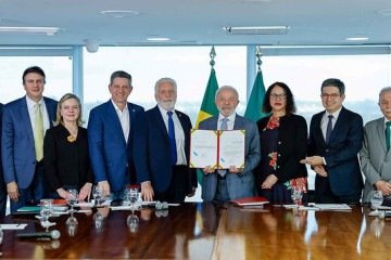 Presidente da República, Luiz Inácio Lula da Silva, durante sanção do Projeto de Lei nº 847/2025, que aprimora a destinação de recursos do Fundo Nacional de Desenvolvimento Científico e Tecnológico (FNDCT) -  (crédito:  Ricardo Stuckert / PR)