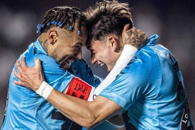 Neymar vibra. Craque fez dois gols sobre o Juventude -  (crédito:  Fotos: Raul Baretta/ Santos FC.)