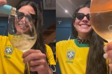 Carol Castro levanta taça e comemora prisão de Bolsonaro -  (crédito: Reprodução/Instagram)