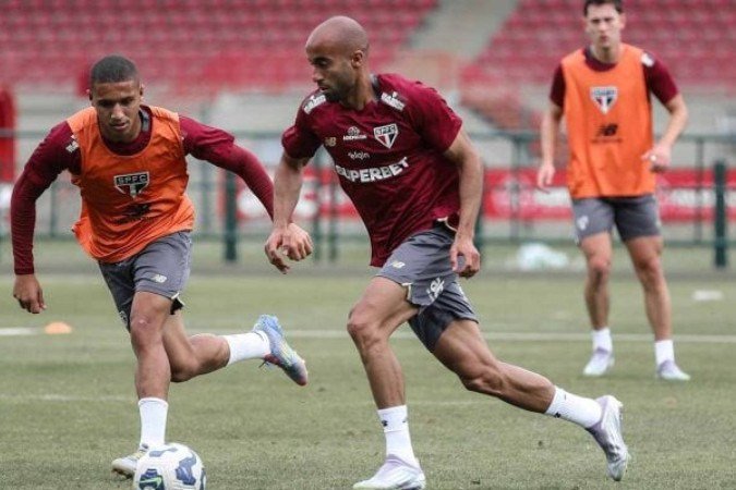 Lucas Moura realizou sua primeira atividade com o time do São Paulo após lesão - (crédito: Foto: Erico Leonan/São Paulo FC) Lucas Moura realizou sua primeira atividade com o time do São Paulo após lesão - (crédito: Foto: Erico Leonan/São Paulo FC)