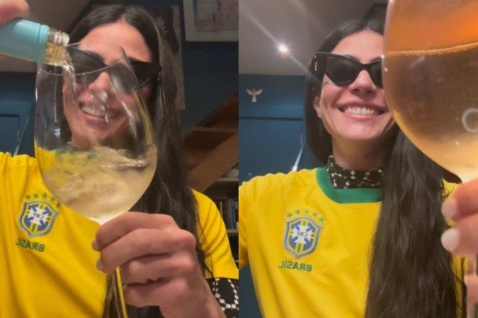 Carol Castro levanta taça e comemora prisão de Bolsonaro - (crédito: Reprodução/Instagram) Carol Castro levanta taça e comemora prisão de Bolsonaro - (crédito: Reprodução/Instagram)