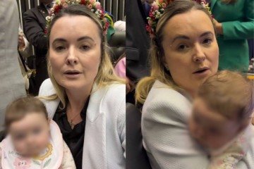 A deputada Júlia Zanatta levou a filha de quatro meses ao plenário -  (crédito: Reprodução/Instagram)
