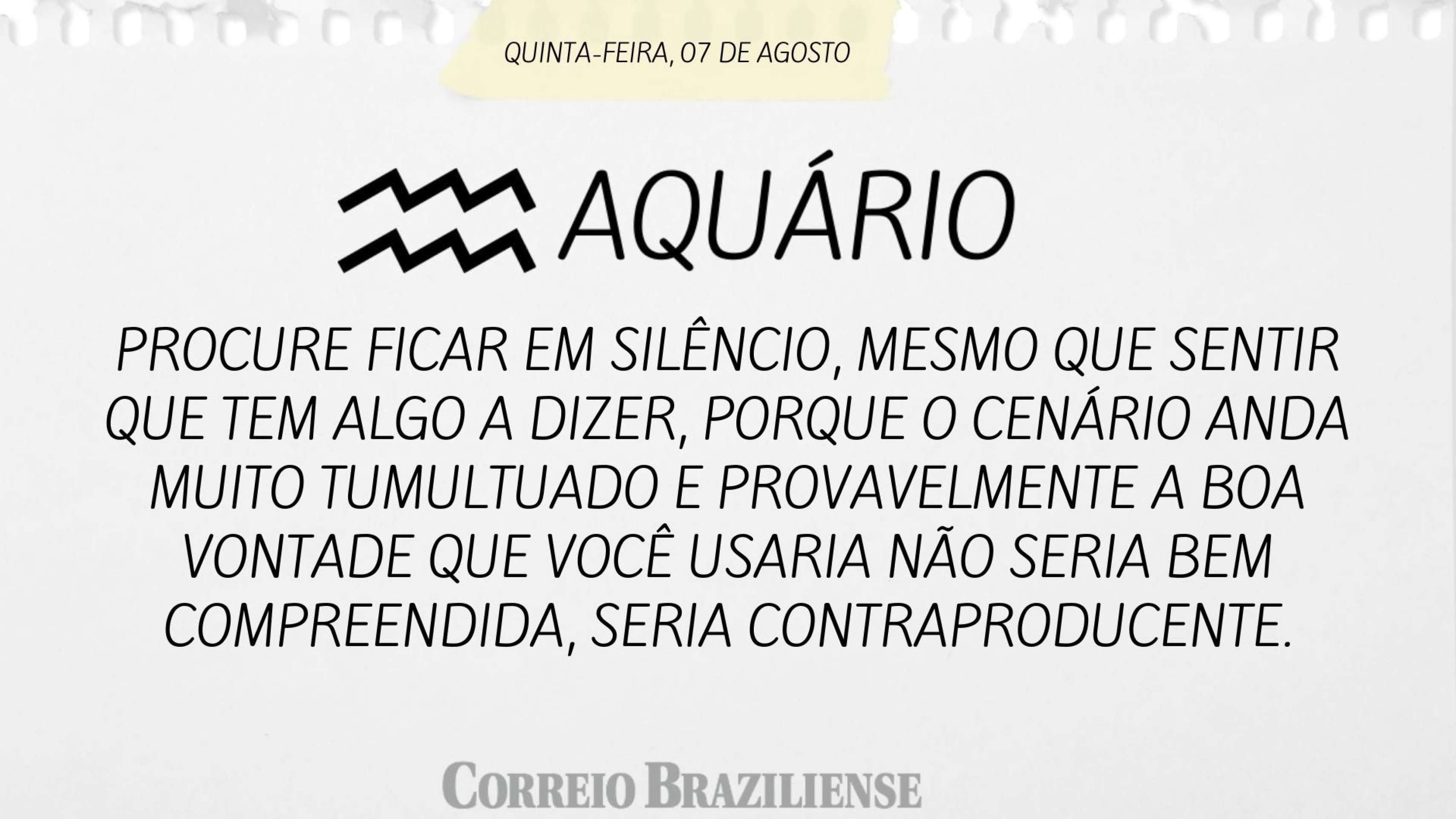 AQUÁRIO | 7 DE AGOSTO DE 2025