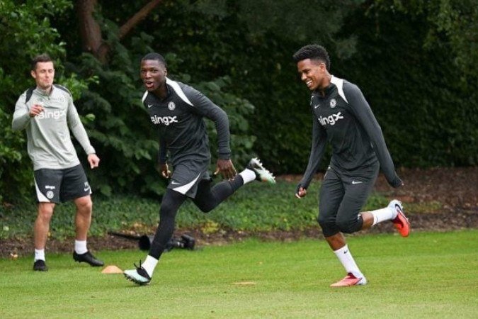 Estêvão durante treino dos Blues - (crédito: Foto: Divulgação / Chelsea) Estêvão durante treino dos Blues - (crédito: Foto: Divulgação / Chelsea)
