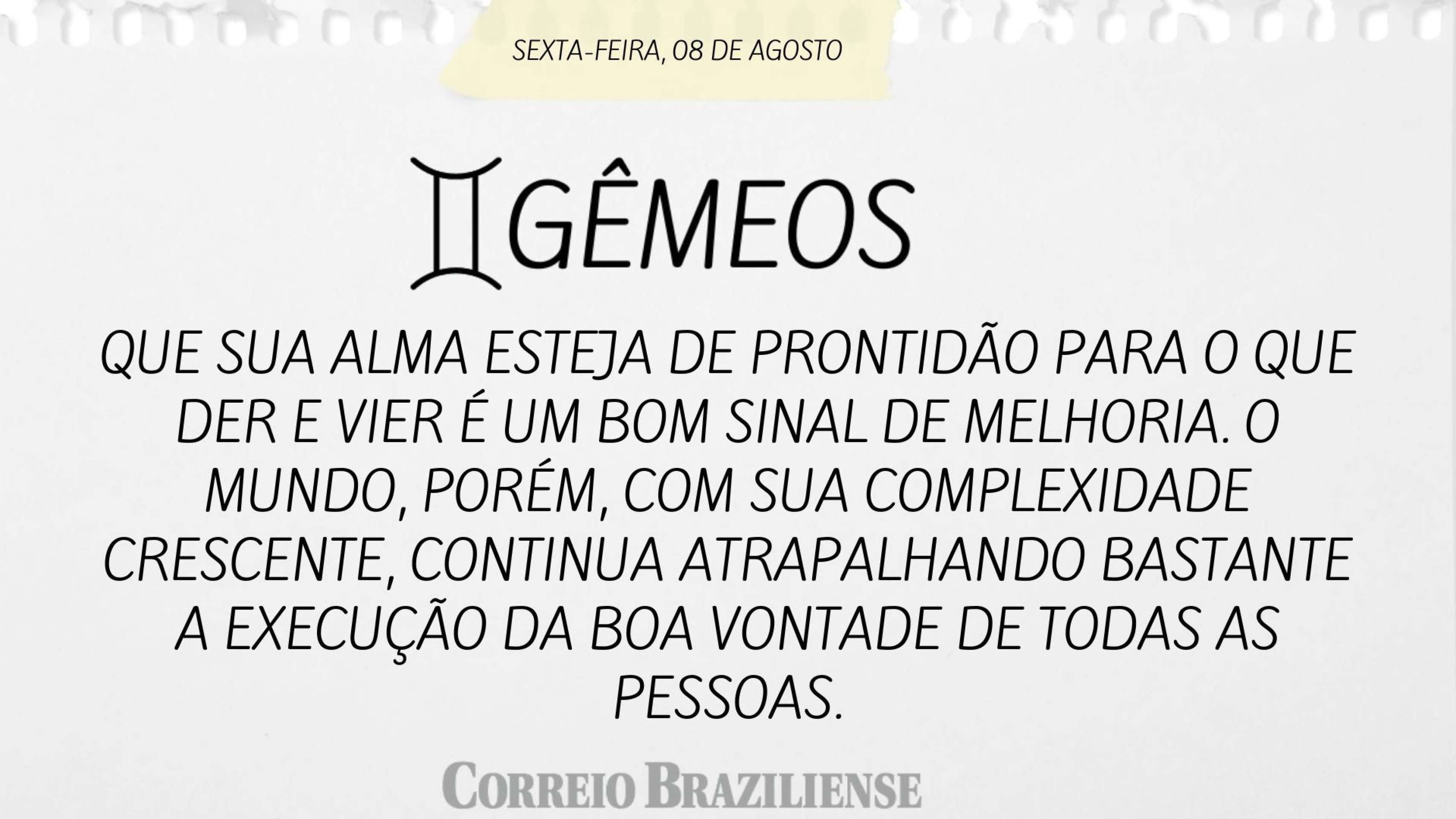 GÊMEOS | 8 DE AGOSTO DE 2025