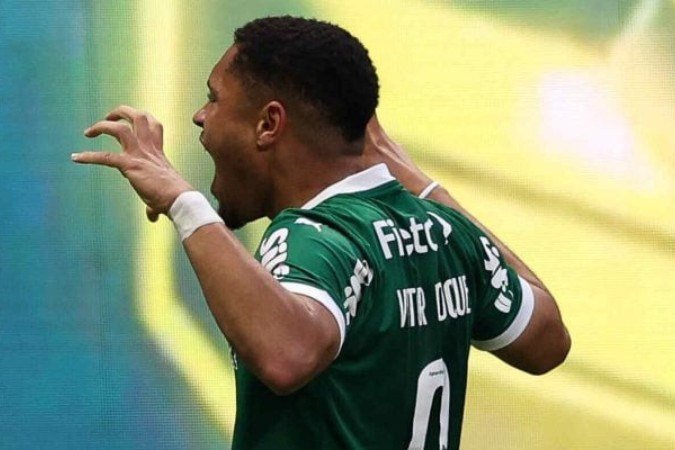 Vitor Roque comemora gol pelo Palmeiras - (crédito: Foto: Cesar Greco/Palmeiras/by Canon) Vitor Roque comemora gol pelo Palmeiras - (crédito: Foto: Cesar Greco/Palmeiras/by Canon)