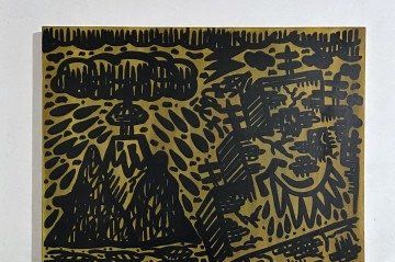 03. Rodrigo Trompaz SSGE 3, 2022 Pigmento em pÃ³ c verniz acrÃ­lico e acrÃ­lica sobre tela 120 x 80 cm