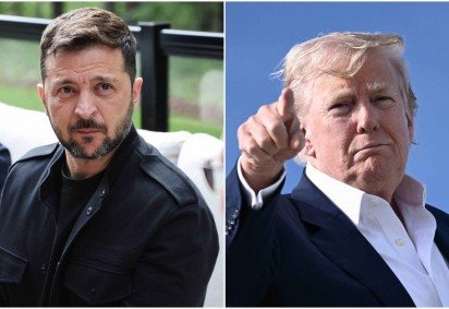 Zelensky disse que apoia a proposta de Trump para uma reunião trilateral entre Ucrânia, Estados Unidos e Rússia -  (crédito: Ludovic MARIN e Brendan SMIALOWSK/AFP) -Zelensky disse que apoia a proposta de Trump para uma reunião trilateral entre Ucrânia, Estados Unidos e Rússia -  (crédito: Ludovic MARIN e Brendan SMIALOWSK/AFP)