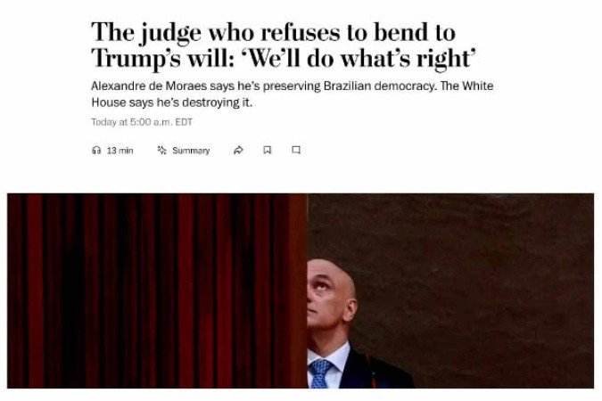 Título da reportagem do Washington Post diz que Moraes é Título da reportagem do Washington Post diz que Moraes é