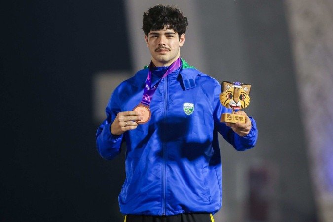 Thiago Lacerda foi o responsável por ganhar a primeira medalha do Brasil nas provas de atletismo do Pan Júnior - (crédito: Miriam Jeske/COB) Thiago Lacerda foi o responsável por ganhar a primeira medalha do Brasil nas provas de atletismo do Pan Júnior - (crédito: Miriam Jeske/COB)