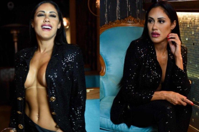 Atriz da RedeTV! posa com look de 100 mil reais comprado de Kim Kardashian -  (crédito: Reprodução/Divulgação)