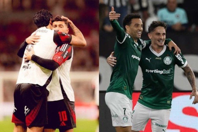 Flamengo e Palmeiras -  (crédito: Foto: Adriano Fontes/Flamengo e Cesar Greco / Palmeiras)