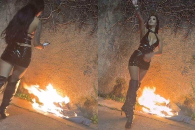 Bia Miranda taca fogo em roupas de Gato Preto após barraco em balada - (crédito: Reprodução/Instagram) Bia Miranda taca fogo em roupas de Gato Preto após barraco em balada - (crédito: Reprodução/Instagram)