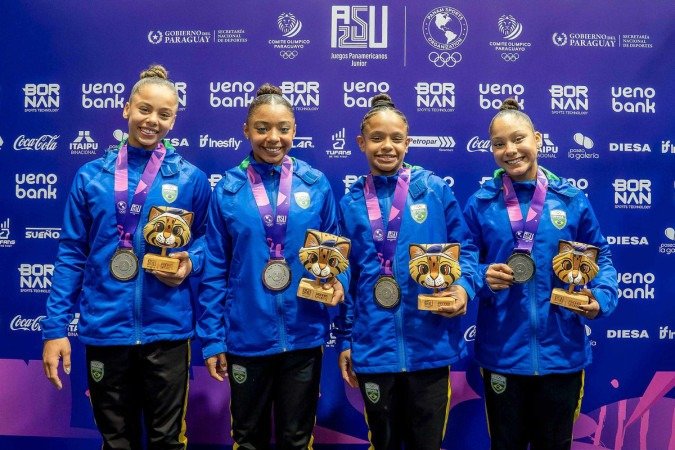  2025.08.20 - Jogos Pan-Americanos J..nior Assun....o 2025 - Gin..stica Art..stica - A equipe feminina do Time Brasil conquista a medalha de prata...Foto: Grazie Batista/COB
     -  (crédito: Grazie Batista/COB)