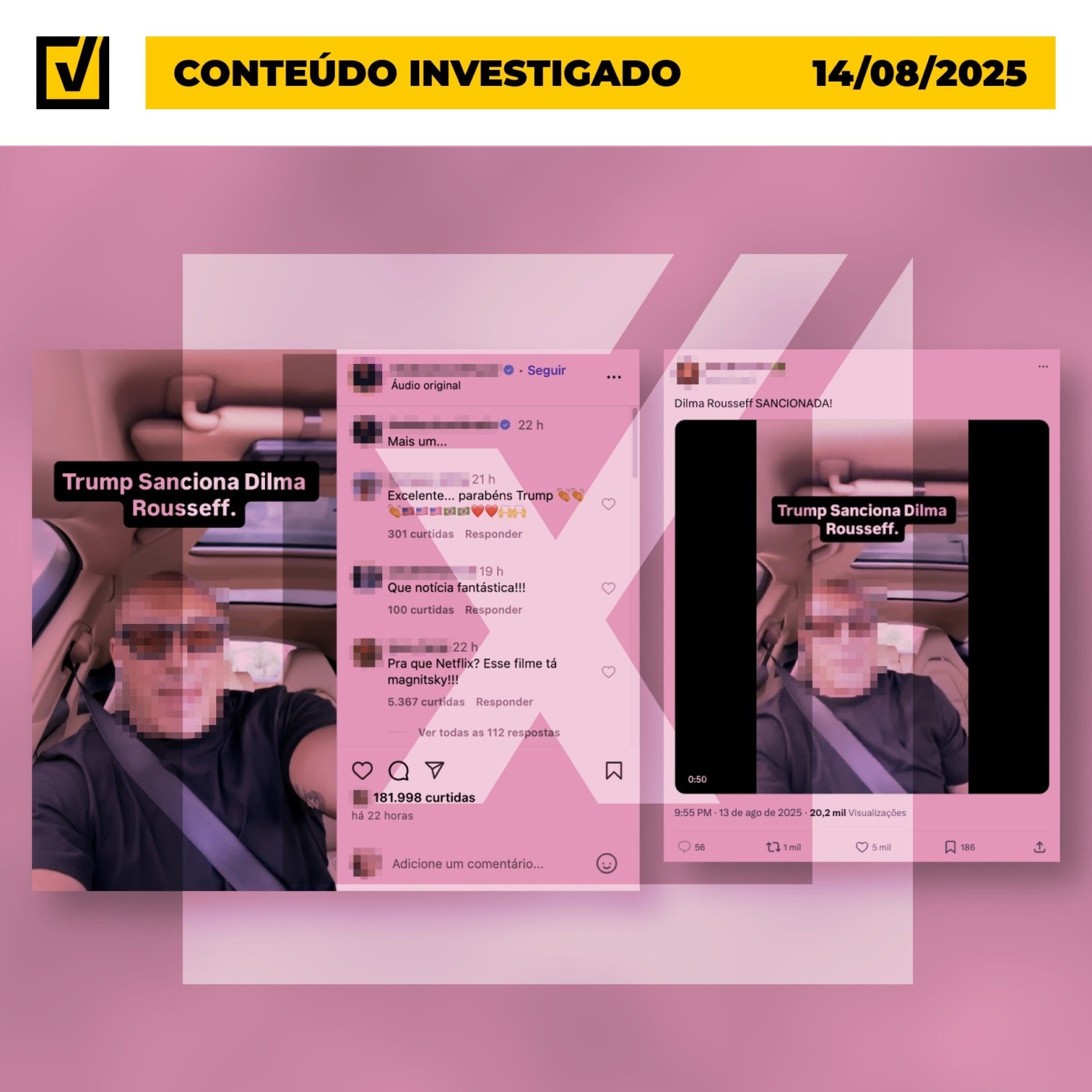 As postagens trazem um vídeo que mostra um homem em um carro, com a legenda As postagens trazem um vídeo que mostra um homem em um carro, com a legenda