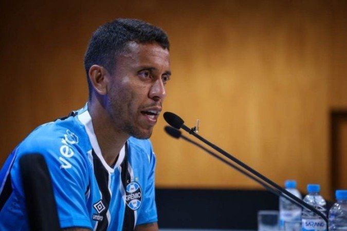 Mrcos Rocha analisa a sua estreia com a camisa gremista - (crédito: Foto: Lucas Uebel/GREMIO ) Mrcos Rocha analisa a sua estreia com a camisa gremista - (crédito: Foto: Lucas Uebel/GREMIO )