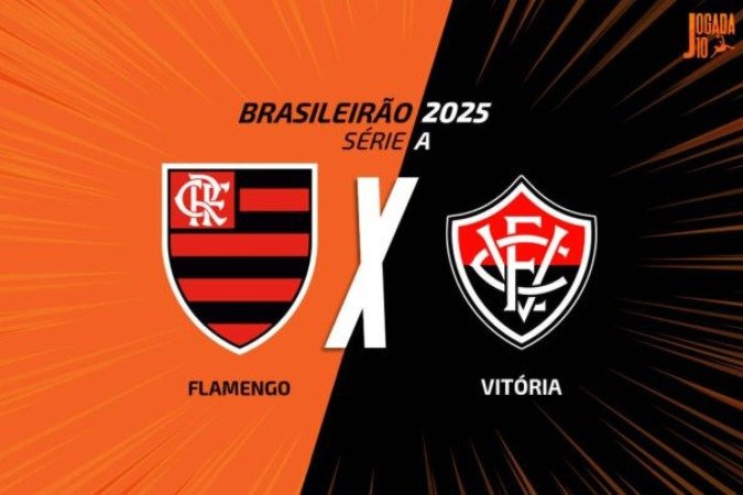 Flamengo e Vitória duelam pela 21ª rodada do Brasileirão - (crédito: Arte: Jogada10) Flamengo e Vitória duelam pela 21ª rodada do Brasileirão - (crédito: Arte: Jogada10)