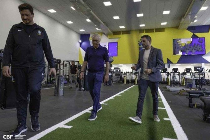 Ancelotti em visita à Granja Comary, em Teresópolis - (crédito: Foto: Rafael Ribeiro / CBF) Ancelotti em visita à Granja Comary, em Teresópolis - (crédito: Foto: Rafael Ribeiro / CBF)