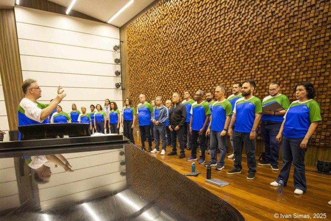 Coral Brasília em últimos ensaios antes das apresentações pelo mundo - (crédito: Ivan Simas/Divulgação) Coral Brasília em últimos ensaios antes das apresentações pelo mundo - (crédito: Ivan Simas/Divulgação)