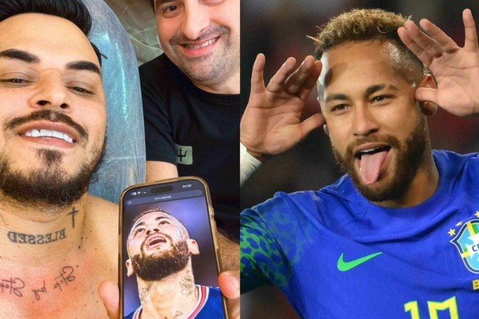 Cantor Cacau Júnior homenageia Neymar com tatuagem - (crédito: Reprodução/Divulgação) Cantor Cacau Júnior homenageia Neymar com tatuagem - (crédito: Reprodução/Divulgação)