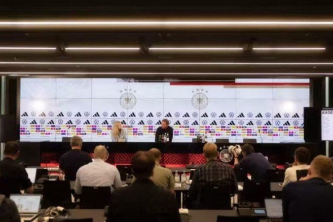 Julian Nagelsmann durante a convocação da Alemanha para as Eliminatórias -  (crédito: Foto: Thomas Böcker/DFB)