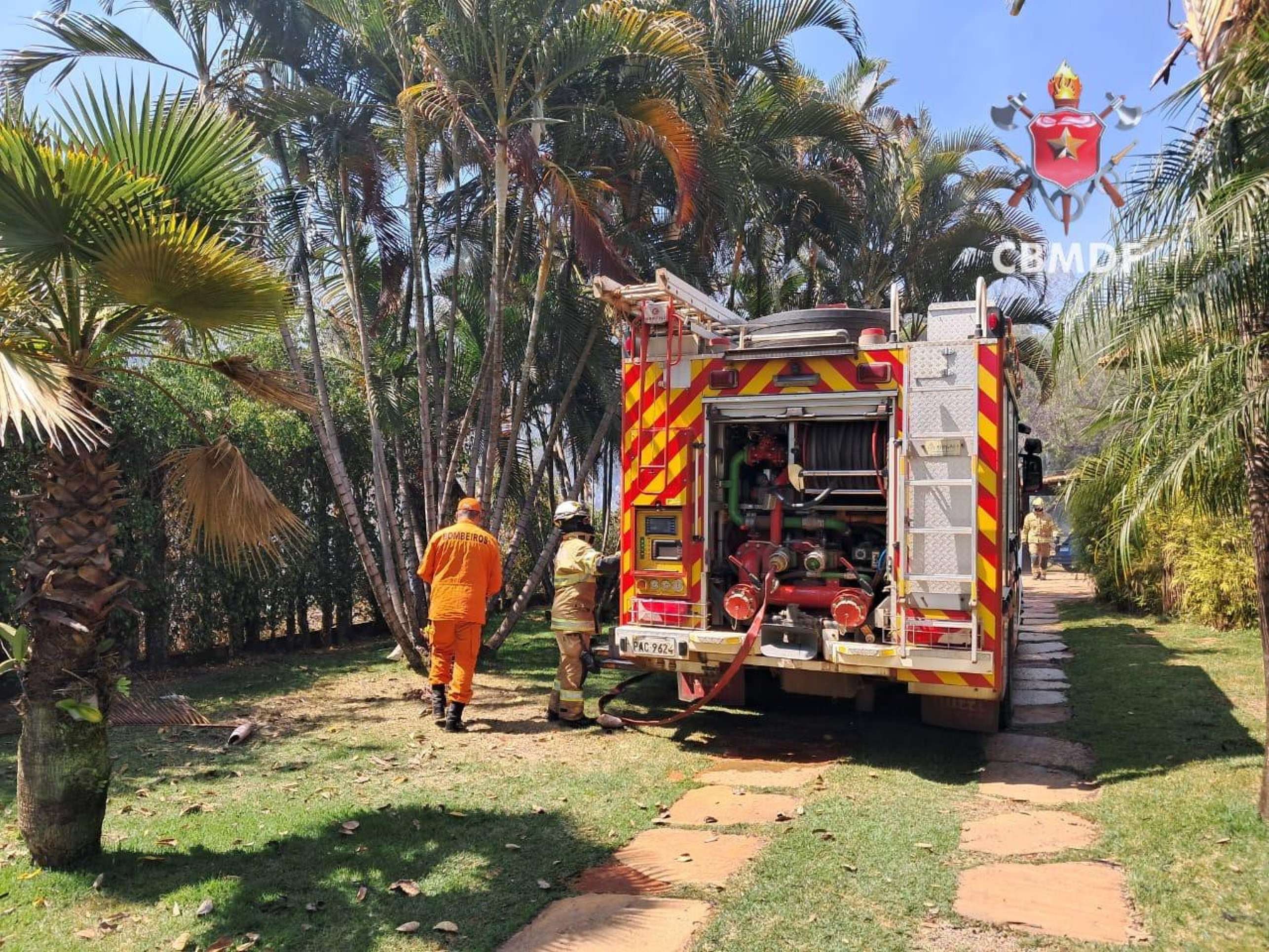Incêndio em vegetação atinge canil de residência no Lago Sul