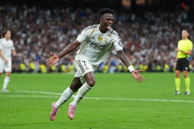 Vini Jr celebra o seu gol, que definiu a vitória do Real Madrid sobre o Mallorca, pelo Espanhol - (crédito: (Photo by Angel Martinez/Getty Images)) Vini Jr celebra o seu gol, que definiu a vitória do Real Madrid sobre o Mallorca, pelo Espanhol - (crédito: (Photo by Angel Martinez/Getty Images))