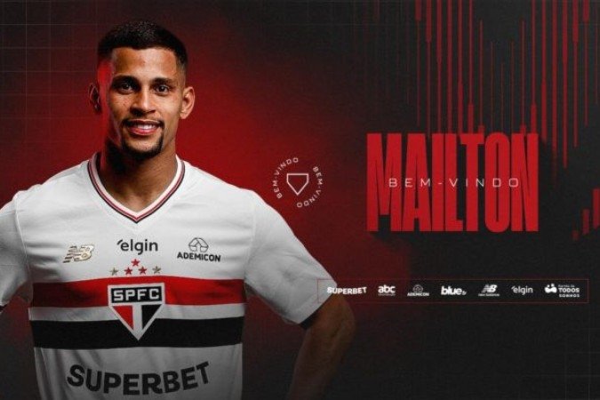 São Paulo anuncia a contratação do lateral-direito Maílton - (crédito: Foto: Divulgação/São Paulo FC) São Paulo anuncia a contratação do lateral-direito Maílton - (crédito: Foto: Divulgação/São Paulo FC)