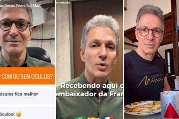 Governador Romeu Zema perguntou se seguidores preferem que ele use óculos ou lentes de contato -  (crédito: Redes sociais)