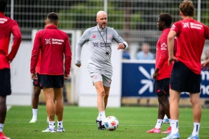 Ten Hag criticou a decisão da direção do Leverkusen, da Alemanha - (crédito: Foto: Divulgação/bayer04.de) Ten Hag criticou a decisão da direção do Leverkusen, da Alemanha - (crédito: Foto: Divulgação/bayer04.de)