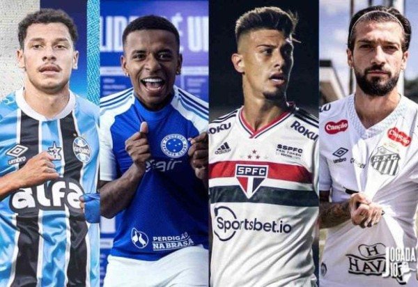 Fotos: Divulgação/Grêmio; Gustavo Aleixo/Cruzeiro; Rubens Chiri/São Paulo; Raul Baretta/Santos