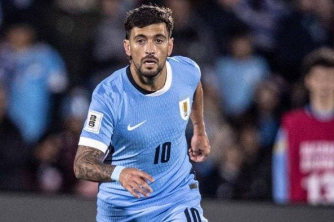 Arrascaeta em ação pela seleção celeste diante dos peruanos - (crédito: Foto: Divulgação / AUF) Arrascaeta em ação pela seleção celeste diante dos peruanos - (crédito: Foto: Divulgação / AUF)