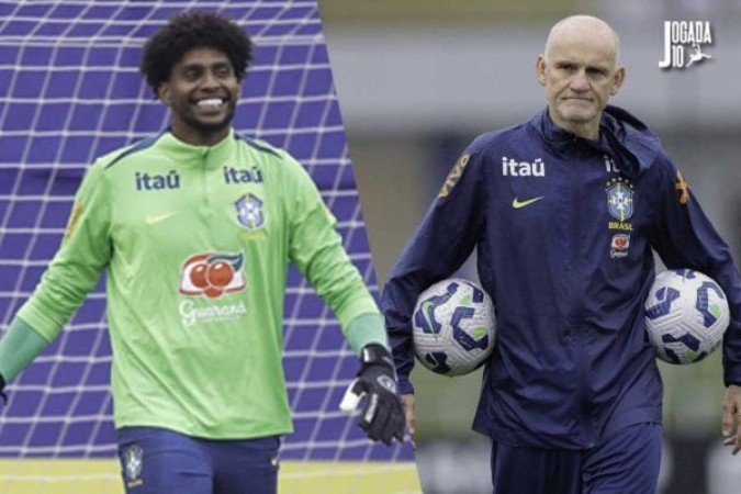Taffarel analisa Hugo Souza, um dos goleiros da Seleção -  (crédito: Fotos: Rafael Ribeiro / CBF)