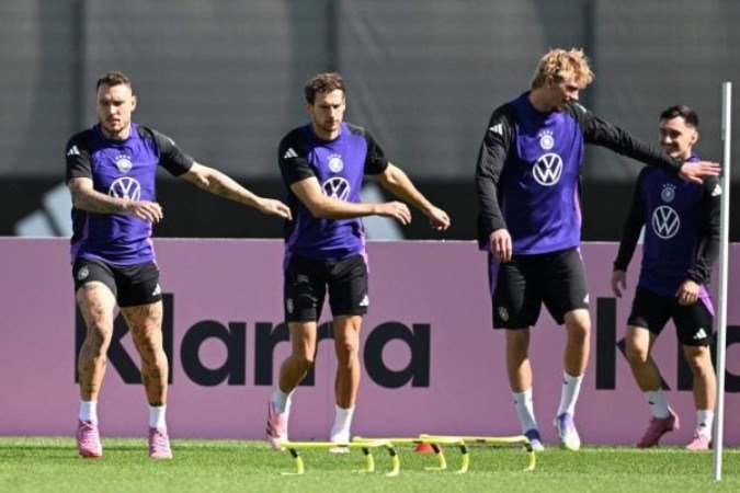 Jogadores da Alemanha durante treinamento da seleção -  (crédito: Foto: Christian Kaspar-Bartke/Getty Images)