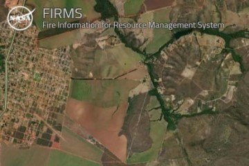 Imagem de satélite da Nasa revela foco ativo de incêndio em São João d'Aliança-GO, na Chapada dos Veadeiros, neste domingo (7/9)