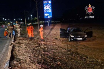 A motorista perdeu o controle do veículo, saiu da pista e capotou