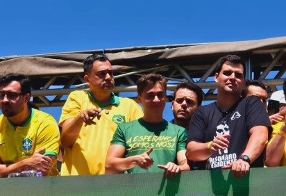 Deputado Nikolas Ferreira (PL-MG) esteve presente no ato -  (crédito: Jair Amaral/EM/DA Press)