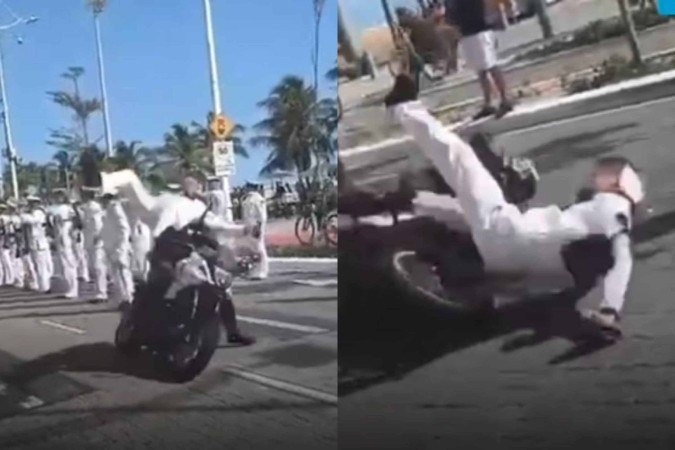 O acidente aconteceu na Avenida Beira Mar, que esteve interditada em decorrência dos desfiles - (crédito: Reprodução/Redes sociais) O acidente aconteceu na Avenida Beira Mar, que esteve interditada em decorrência dos desfiles - (crédito: Reprodução/Redes sociais)