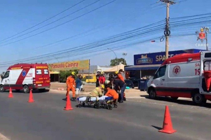 Corpo de Bombeiros enviou duas viaturas para o atendimento do ciclista ferido