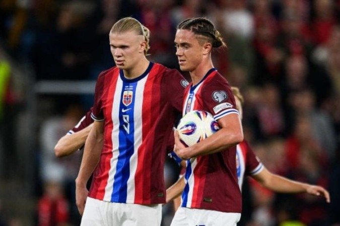 Haaland foi o grande destaque da Noruega na vitória por 11 a 1 sobre a Moldávia - (crédito: Foto: Divulgação/ Fotballandslaget @nff_landslag (Seleção Norueguesa de Futebol)) Haaland foi o grande destaque da Noruega na vitória por 11 a 1 sobre a Moldávia - (crédito: Foto: Divulgação/ Fotballandslaget @nff_landslag (Seleção Norueguesa de Futebol))