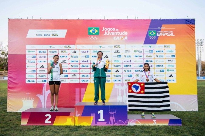 Gabi Barros subiu ao degrau mais alto do pódio no Centro Olímpico da Universidade de Brasília e brindou o DF com a medalha de ouro nos Jogos da Juventude -  (crédito: Foto: Wagner Araújo / COB)