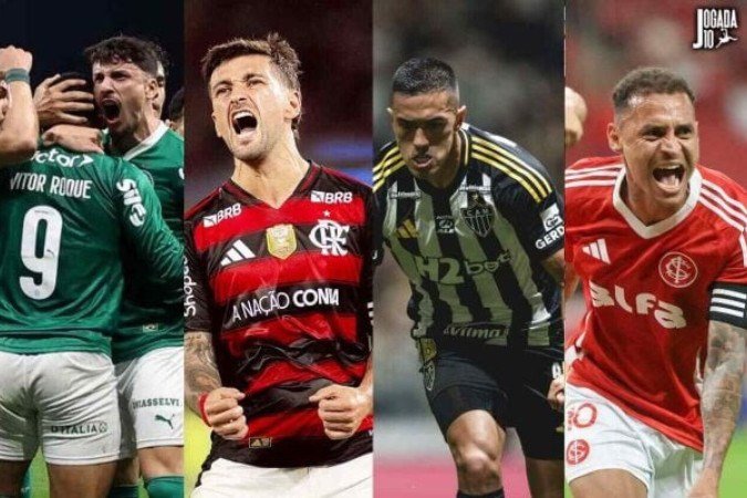 Palmeiras, Flamengo, Atlético e Inter se destacam em ranking -  (crédito: Fotos: Cesar Greco/Palmeiras Adriano Fontes/Flamengo Pedro Silva/Atleico MG Ricardo Duarte/SC Internacional)